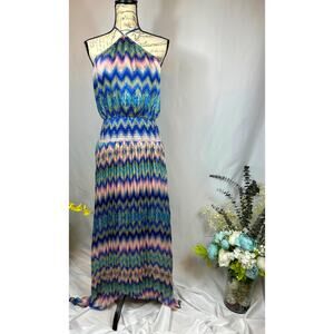 Ramy Brook  Giana Chevron-Print Handkerchief Maxi Dress S